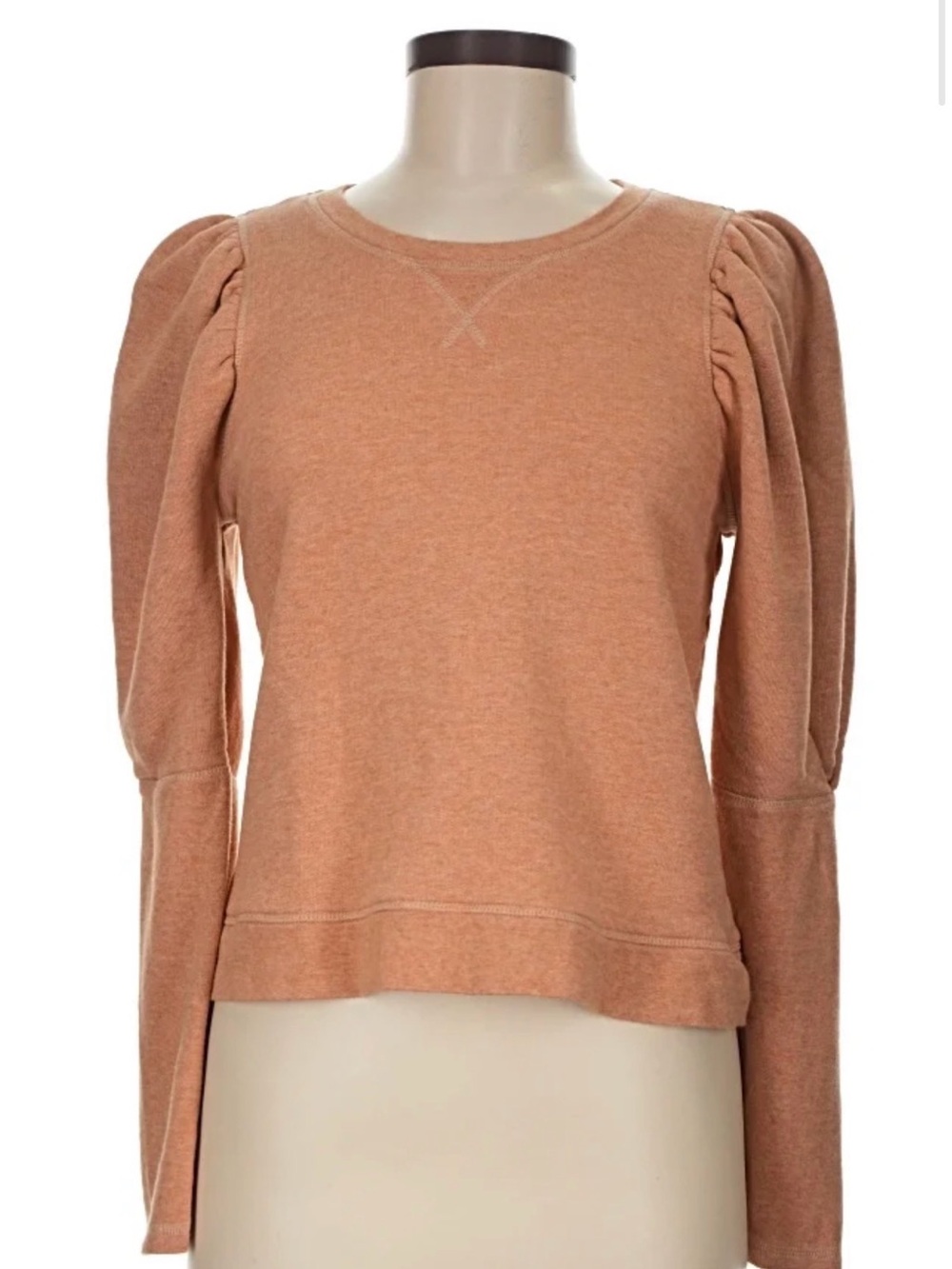 Ulla Johnson Camel Puff-Sleeve Crewneck Sweatshirt
